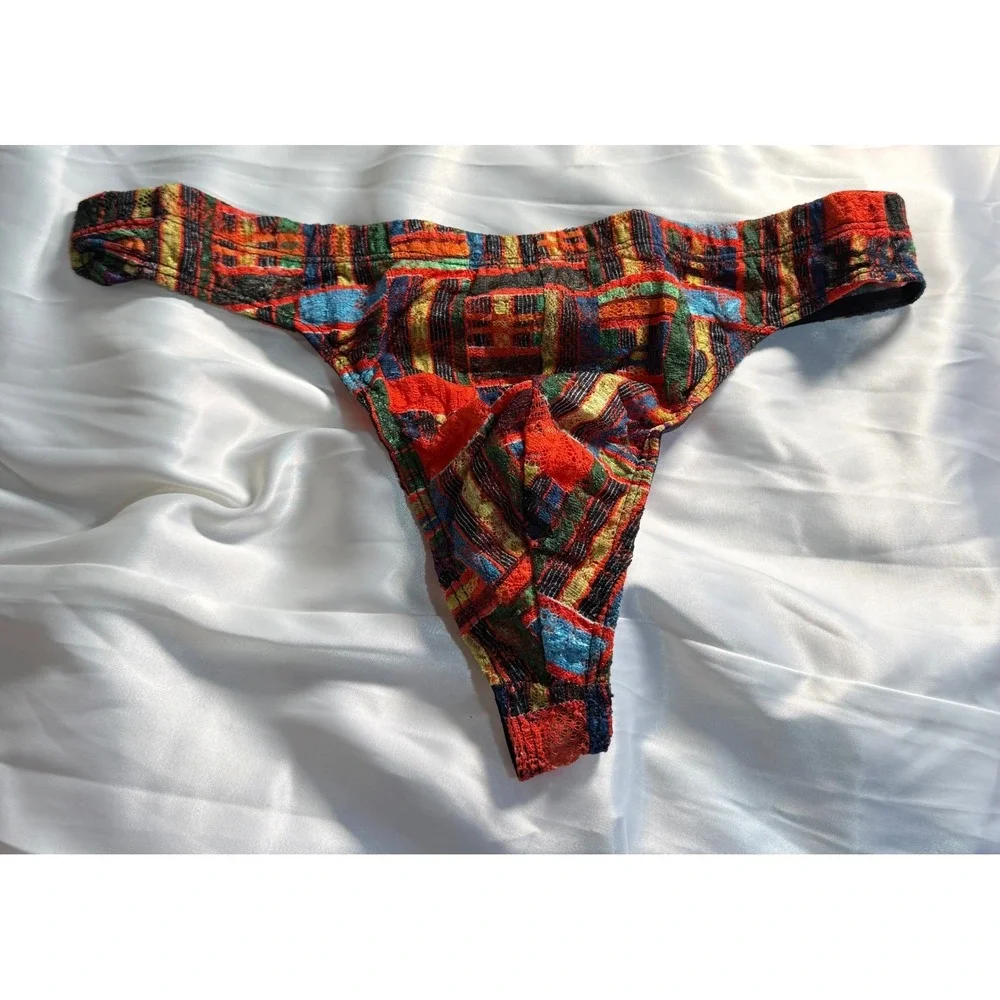 Cosabella Never Say Never Men's Lace G-String Thong Kente Print‎ Italian Lace XL